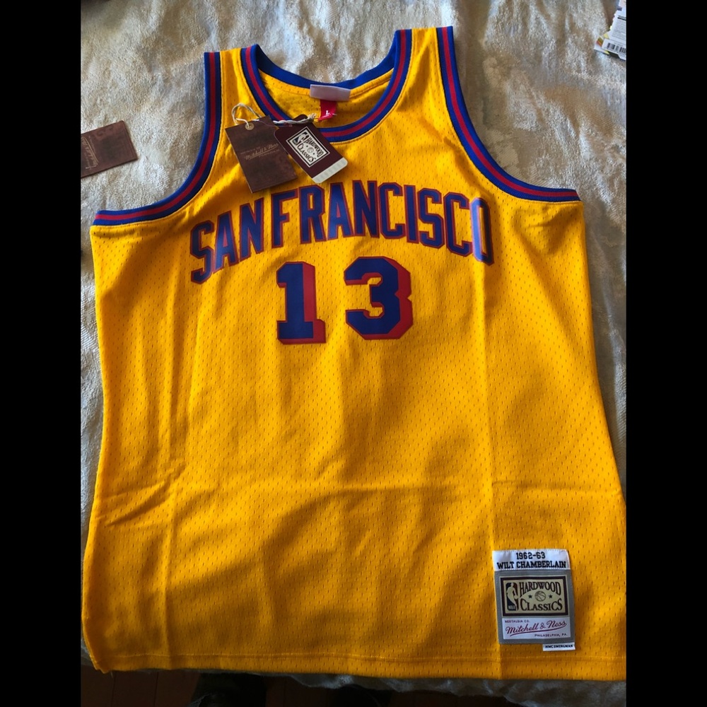 62-63 Wilt chamberlain Mitchell & ness Golden state warrior’s throwback jersey L